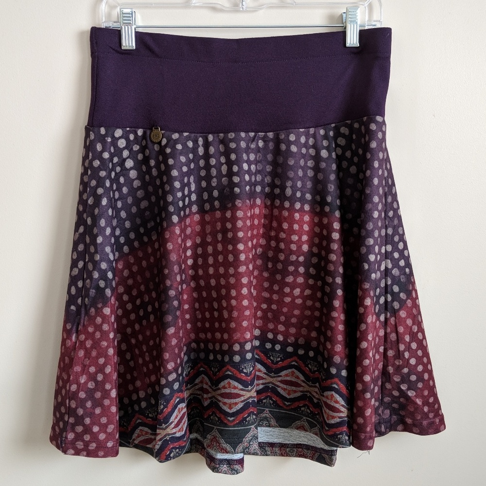 Knee length purple dot skirt